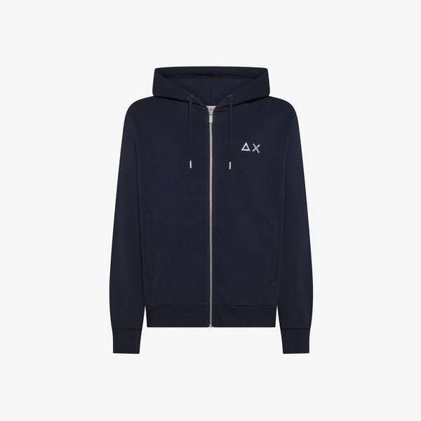 SUN68 - F45102 - HOOD ZIP BASIC FLEECE NAVY BLUE