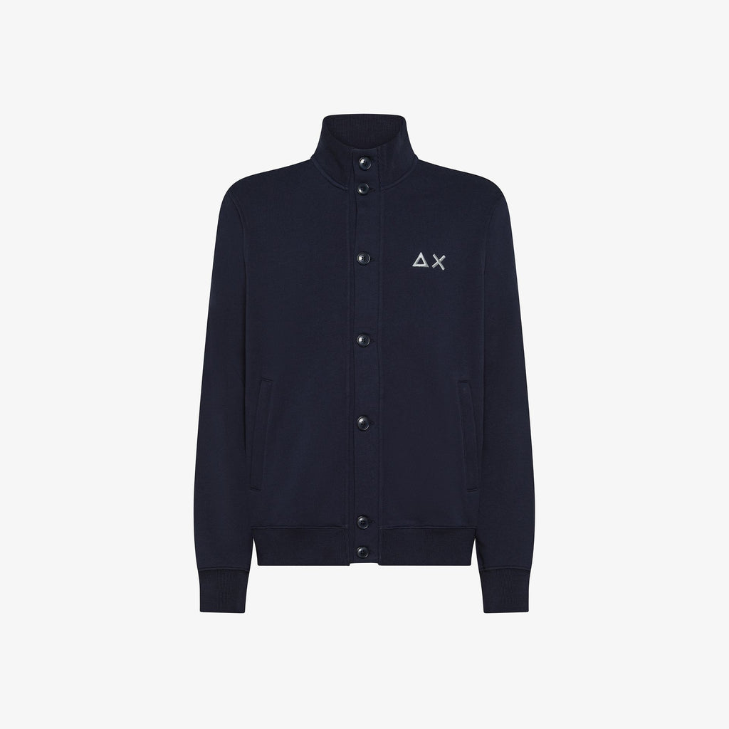 SUN68 - F45106 - CARDIGAN BUTTONS BASIC FLEECE NAVY BLUE