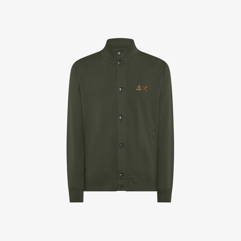 SUN68 - F45106 - CARDIGAN BUTTONS BASIC FLEECE MILITARE SCURO