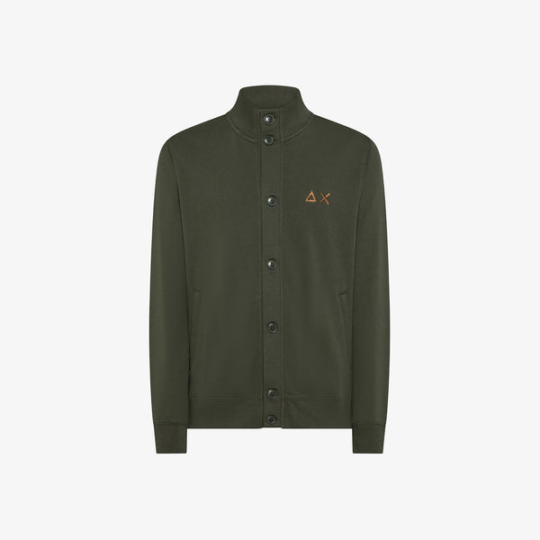 SUN68 - F45106 - CARDIGAN BUTTONS BASIC FLEECE MILITARE SCURO