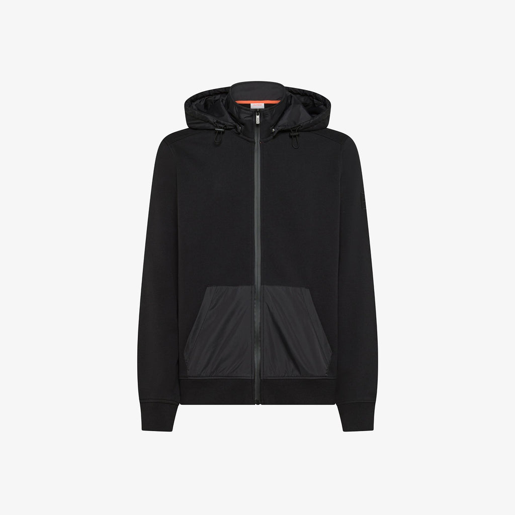 SUN68 - F45115 - BOMBER NYLON DOUBLE HOOD BASIC FLEECE NERO