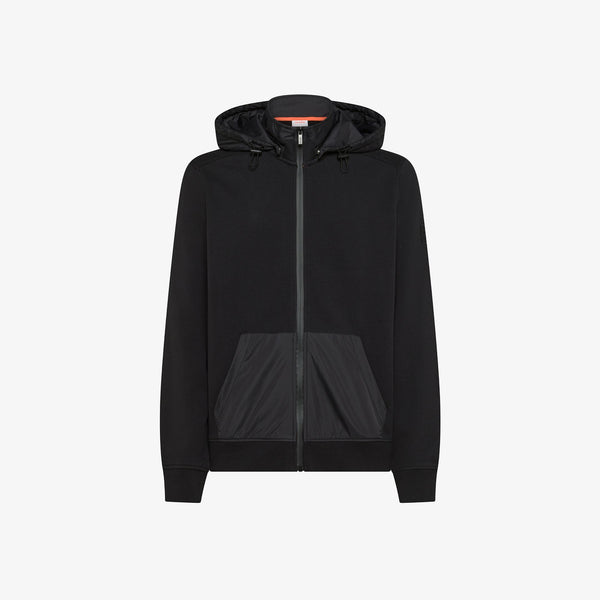 SUN68 - F45115 - BOMBER NYLON DOUBLE HOOD BASIC FLEECE NERO