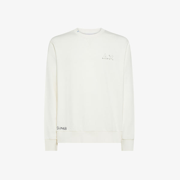SUN68 - F45135 - SWEATSHIRT VINTAGE FLEECE BIANCO PANNA