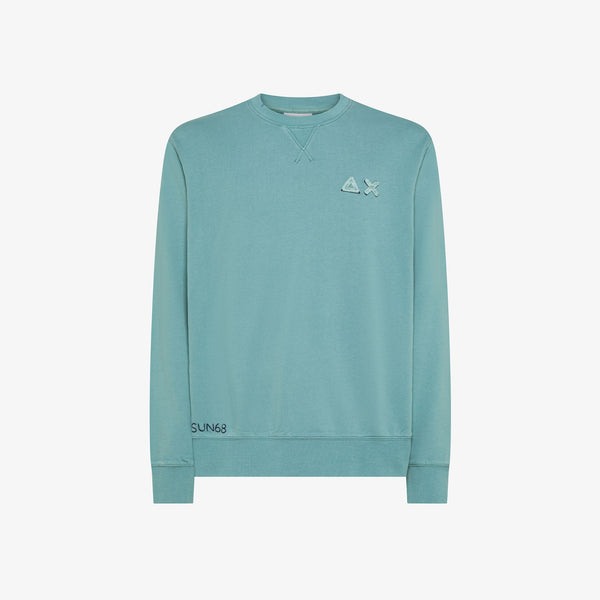 SUN68 - F45135 - SWEATSHIRT VINTAGE FLEECE AZZURRO CENERE