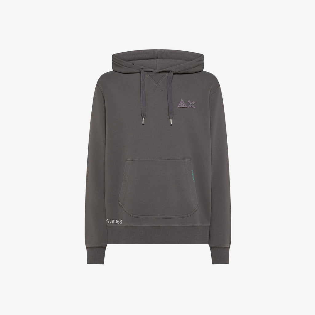 SUN68 - F45136 - HOODIE VINTAGE FLEECE GRIGIO SCURO