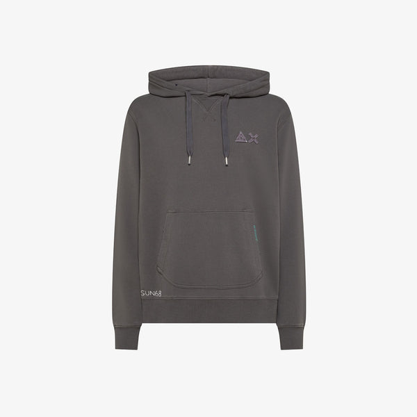 SUN68 - F45136 - HOODIE VINTAGE FLEECE GRIGIO SCURO