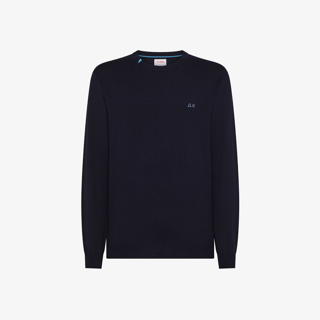 SUN68 - K45101 - SWEATER BASIC L/S NAVY BLUE