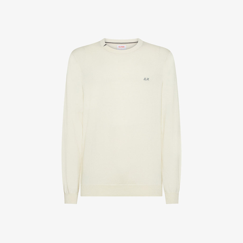 SUN68 - K45101 - SWEATER BASIC L/S BIANCO PANNA