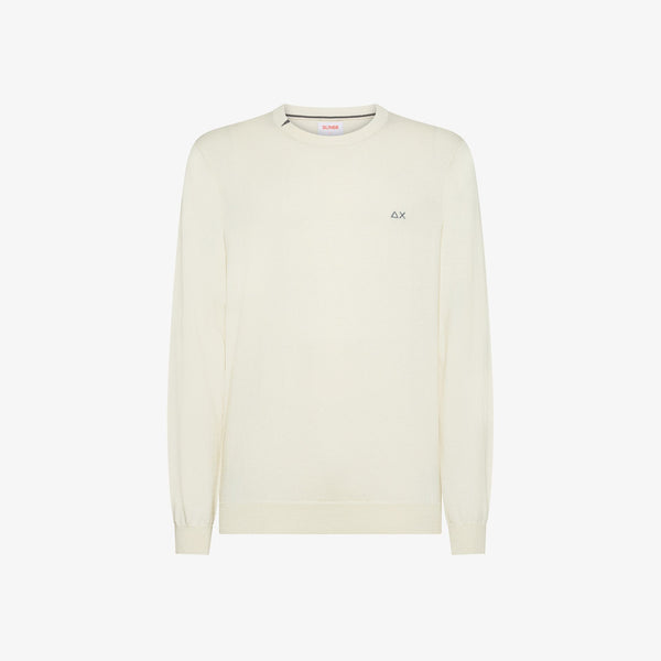 SUN68 - K45101 - SWEATER BASIC L/S BIANCO PANNA
