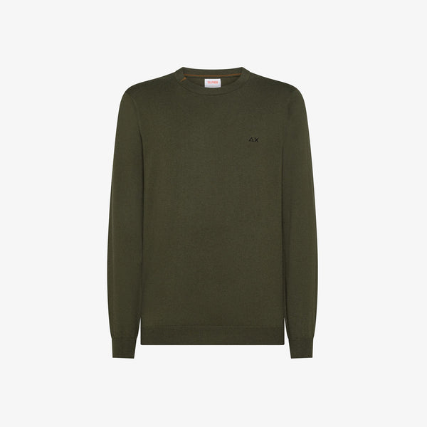 SUN68 - K45101 - SWEATER BASIC L/S MILITARE SCURO