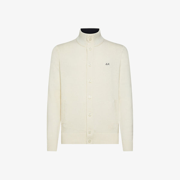 SUN68 - K45111 - CARDIGAN BUTTONS WARM L/S BIANCO PANNA