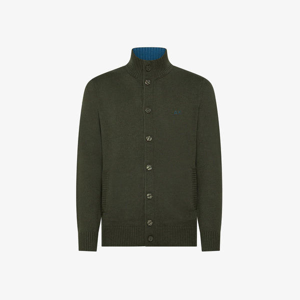 SUN68 - K45111 - CARDIGAN BUTTONS WARM L/S MILITARE SCURO