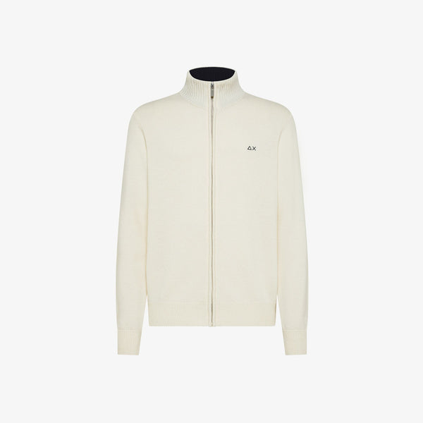 SUN68 - K45114 - TRACK ZIP SWEATER WARM L/S BIANCO PANNA