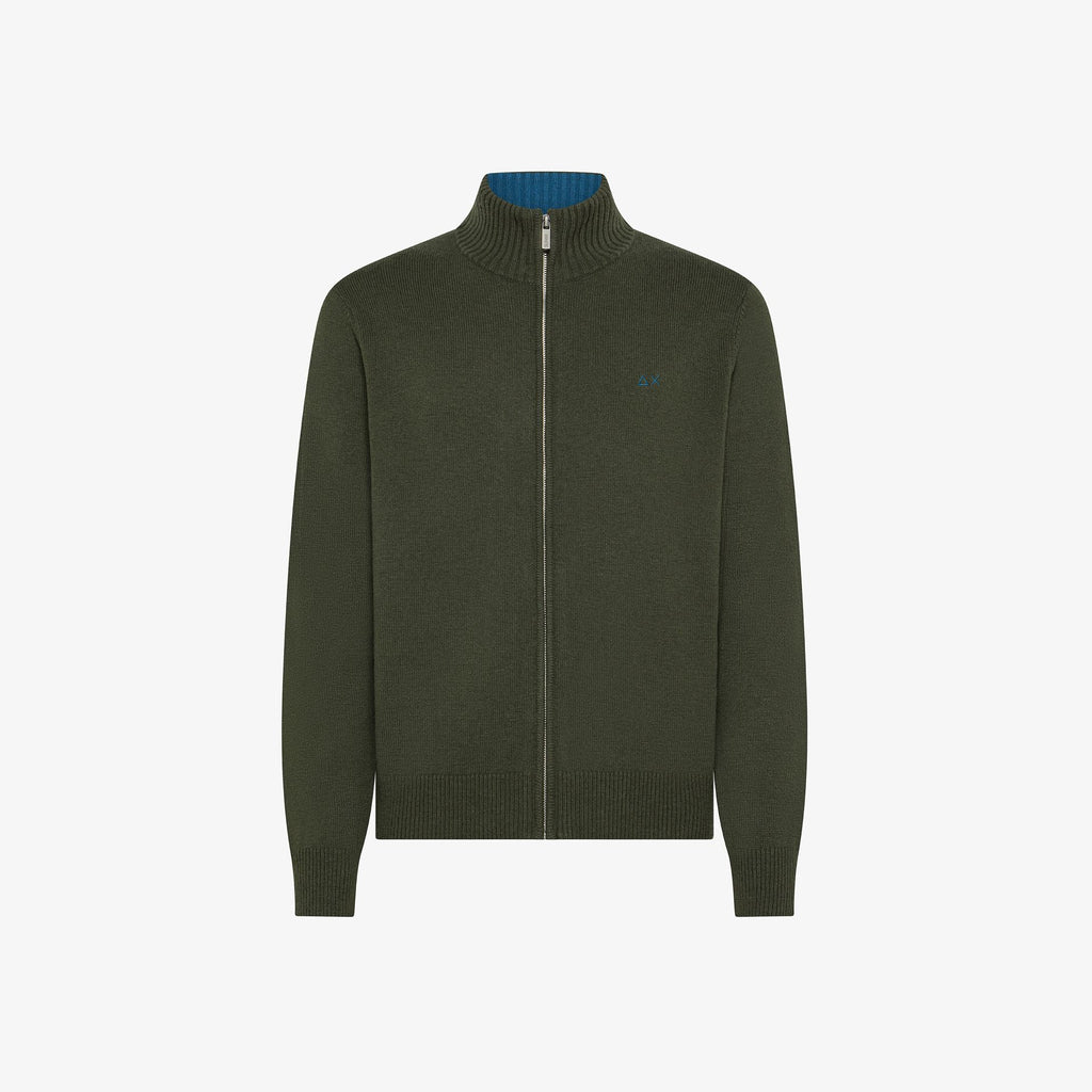 SUN68 - K45114 - TRACK ZIP SWEATER WARM L/S MILITARE SCURO