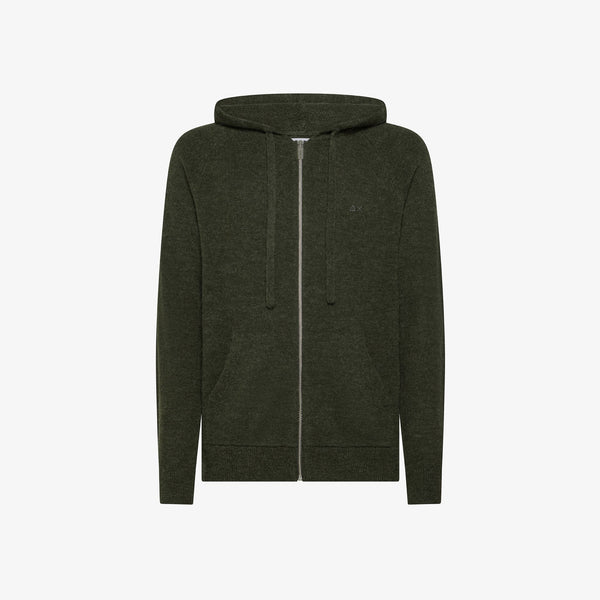 SUN68 - K45119 - HOODIE ZIP ALPACA L/S MILITARE SCURO