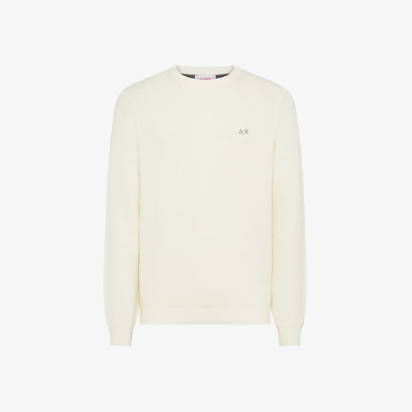 SUN68 - K45126 - SWEATER RICE KNITWAY L/S BIANCO PANNA