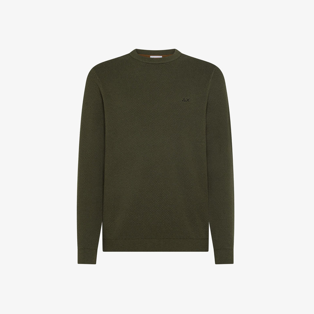 SUN68 - K45126 - SWEATER RICE KNITWAY L/S MILITARE SCURO