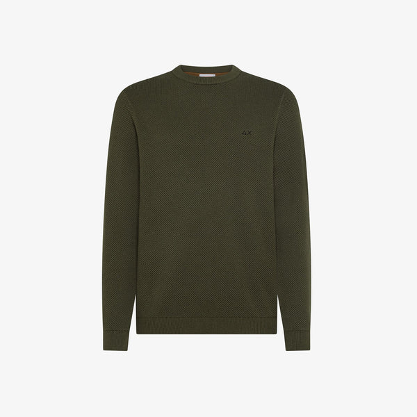 SUN68 - K45126 - SWEATER RICE KNITWAY L/S MILITARE SCURO
