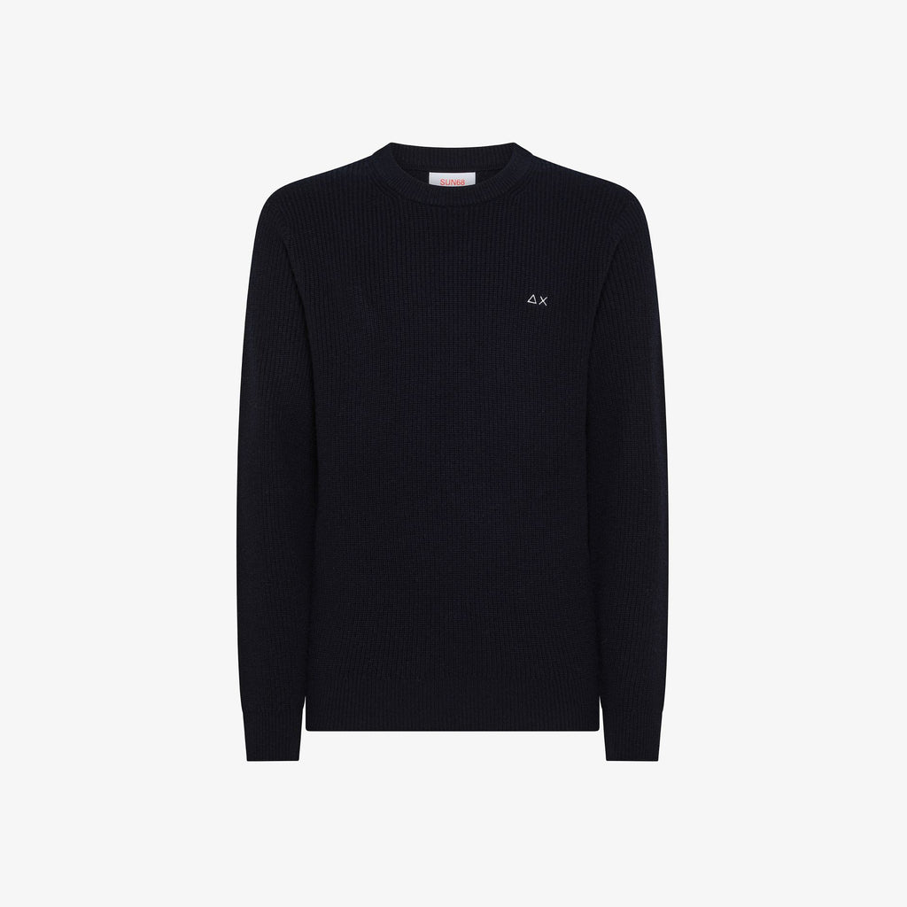 SUN68 - K45133 - SWEATER ENGLISH RIB L/S NAVY BLUE