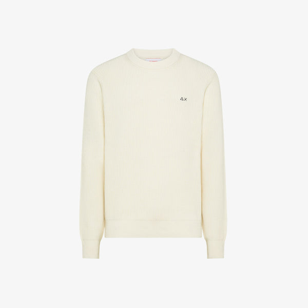 SUN68 - K45133 - SWEATER ENGLISH RIB L/S BIANCO PANNA