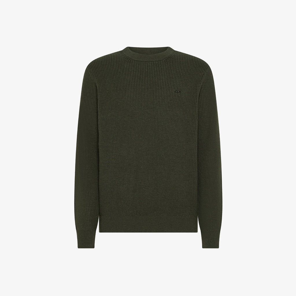 SUN68 - K45133 - SWEATER ENGLISH RIB L/S MILITARE SCURO
