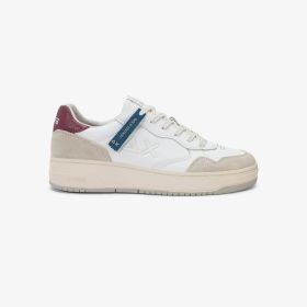 SUN68 Big Basket Evo in pelle bianco/bordeaux